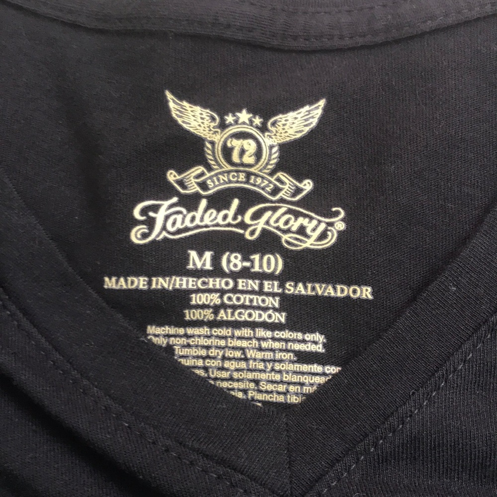 Faded Glory Black V-Neck T-Shirt - Picture 3 of 4